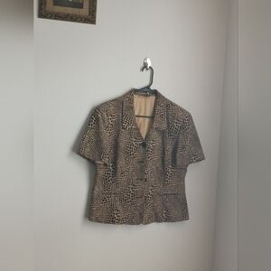 Allison Taylor Blazer Women XS / S Leopard Print Elegant Blouse Versatile VTG